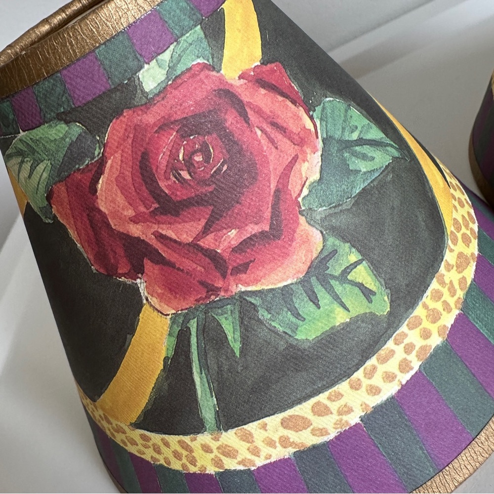 Vintage MacKenzie-Childs Paper Lampshades Floral Clip On - Picture 4 of 14